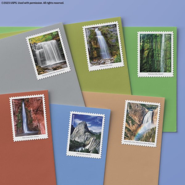 Waterfalls (2 Sheets of 12) Forever Postage Stamps US Postal First Class Nature Rock River Park Party Announcement Celebration Anniversary Wedding 2023 Scott #5800