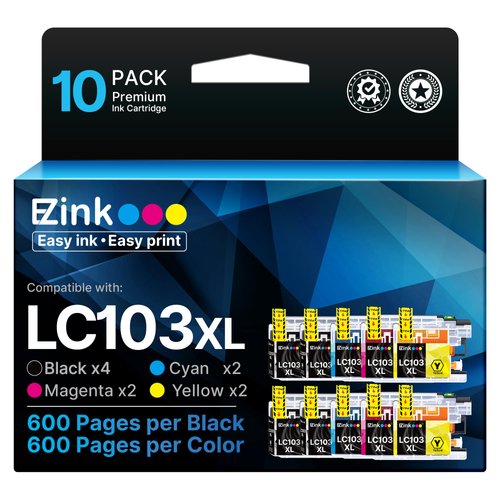 E-Z Ink Compatible Ink Cartridge Replacement for Brother LC103XL Ink Cartridges LC103 XL LC103BK LC101 LC 103 to Use with MFC-J870DW MFC-J470DW MFC-J6920DW MFC-J6520DW MFC-J450DW (10 Pack)