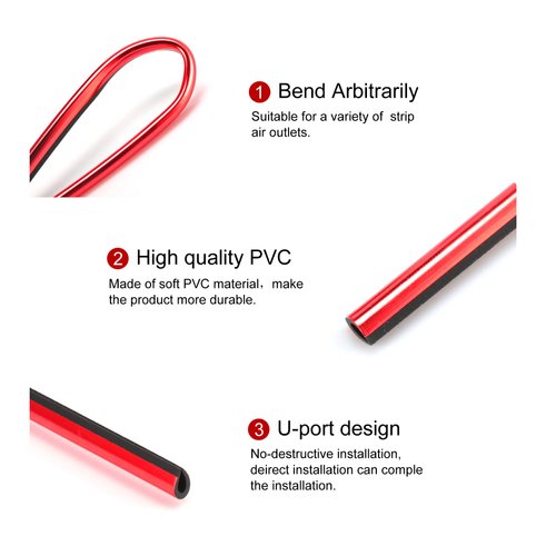 SINGARO 20 Pieces Car Air Conditioner Air Outlet Decorative Strips, Bendable DIY, Universal for Most Air Outlets, Car Interior Accessories (Red)