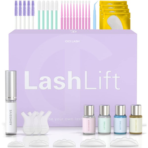 Lash Lift Kit with Keratin Conditioning by CICI Lash | Instant Professional Perming, Lifting & Curling for Eyelashes | Professional Long Lasting Salon Results for a Supermodel Look| Includes Lifting Glue, Supplies and Detailed Instructions