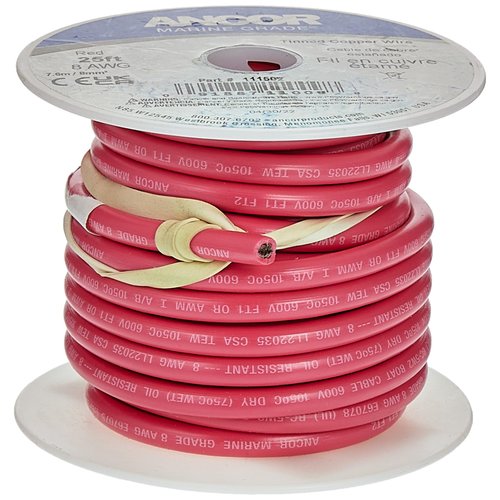 Ancor 111502 Tinned Copper Wire, 8 AWG (8mm2), Red - 25ft