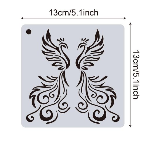 24Pcs Phoenix Stencils for Painting Reusable Firebird Drawing Stencil DIY Craft Phoenix Pattern Painting Template for Painting on Wood, Floor, Wall, Fabric and Furniture