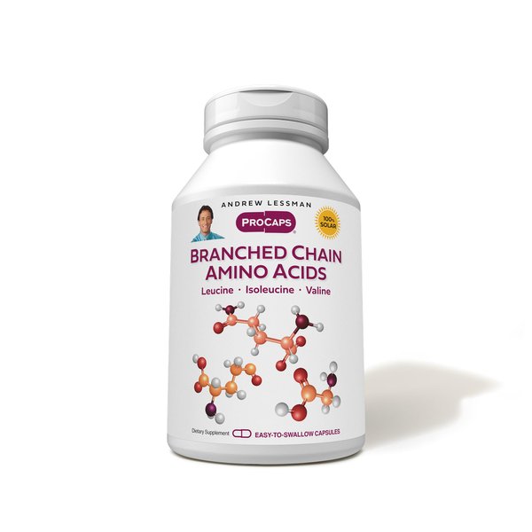 ANDREW LESSMAN Branched Chain Amino Acids 60 Capsules - Pure, Free-Form Essential BCAA Formula: Leucine, Isoleucine and Valine. Hypoallergenic. Easy-to-Swallow Capsules. No Additives.