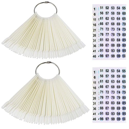 Beuniar Nail Swatch Sticks with Ring for Nail Polish Color Display Board Art Supplies Practice Samples with Number Stickers (100pcs natural)