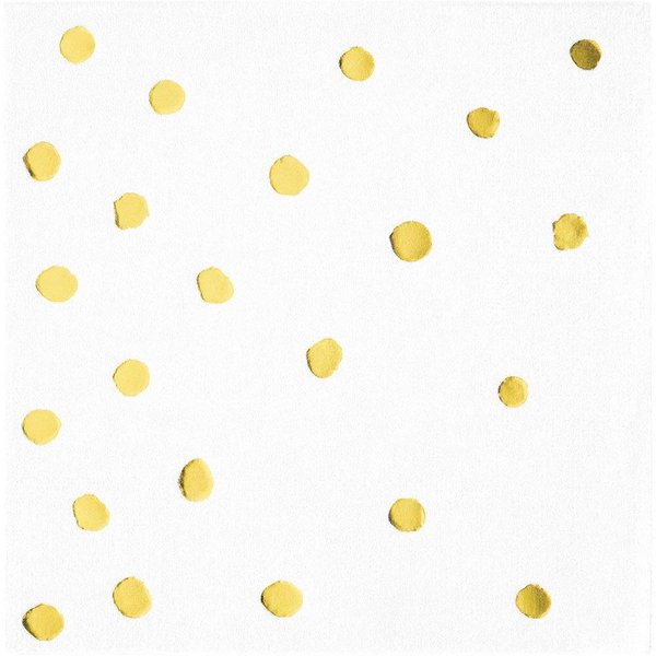 Creative Converting White and Gold Foil Dot Beverage Napkins, 16 Count