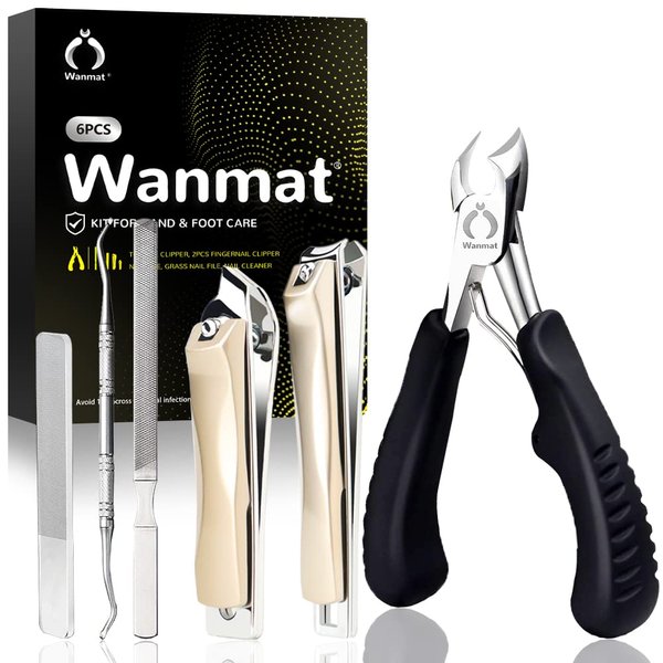 Toe Nail Clippers for Men, Professional Nail Clipper for Thick Nails for Seniors (Silver)-Wanmat