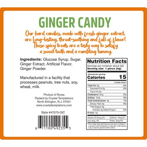 Ginger Hard Candy, Individually Wrapped Pieces, The Sweet and Spicy Natural Remedy, Made with Real Ginger Extract (Original 2 Lb)