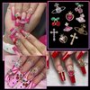 Assorted 3D Nail Gems Charms, Cross Planet Heart Cherry Nail Jewelry Charms, Pink Butterfly Bows Flower Heart Star Moon Acrylic Nail Charms for Nail Art DIY Decal Manicure Accessories