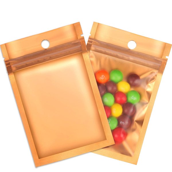 150 Packs Polyester Film Zip Lock Bags Aluminum Foil Bags Durable Double-Sided Metallic Foil Polyester Film Flat Bag 7.5 x 12 cm/ 3 x 4.7 Inch (Gold)
