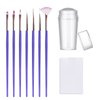 Nail Stamper Nail Art Brushes, French Tip Nail Stamp Clear Nail Art Stamper Jelly with Scraper, 7pcs Nail Pen Brushes, Soft Silicone Stamper Printer DIY French Tip Nail Stamping Manicure Tool