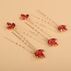 Teyglen 5pcs Crystal Wedding Hair Pins Red Rhinestone Bridal Hair Pins Clips Simple Crystal Hair Piece Hair Jewelry Accessories for Women (Red)