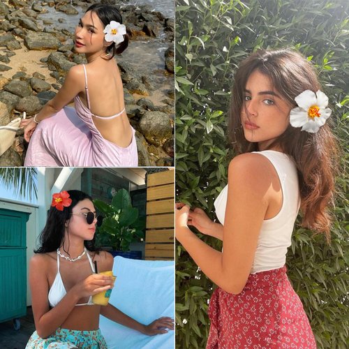 4Pcs Hawaiian Flower Hair Clips Hibiscus Hair Clip Plumeria Flower for Women Artificial Tropical Flower Clips for Beach Party favors Vacation