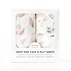 Pack n Play Sheets FItted 2 Pack, Stretchy Ultra Soft Jersey Knit Pack and Play Sheets, Universal Fitted Portable/Mini Crib Mattresses Snug and Safe, Beautiful Blush Pink Floral and Cute Animals Print