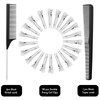 52 Pieces Hair Comb Set Locks Comb Dread Clips Includes Rat Tail Combs, Taper Hair Comb and 50 Double Prong Curl Clips for Men and Women Wavy Curls Hair Types (Black)