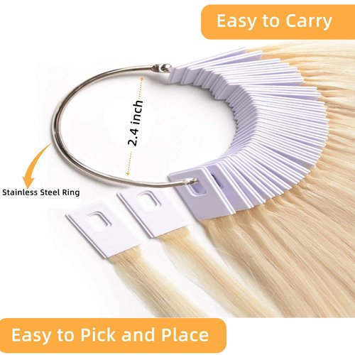 SOYZMYX Hair Color Rings 100% Human Hair Color Sample Testing Color Samples 9 inch Light Blonde Hair Color