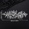 Teyglen Bride Wedding Rhinestone Hair Comb Bridal Crystal Headpiece Silver Crystal Wedding Headband with Comb Handmade Leaf Hair Piece Hair Accessories for Women Girls (Silver)