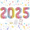 Smlpuame 40 Inch 2025 Balloons Gradient Rainbow, Huge Foil Number Balloons for Happy New Years Festival Celebration Prom Party Supplies Class of 2025 Graduation Decorations