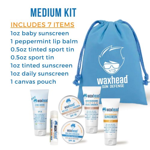 Waxhead Sampler Kit - Coral Reef Safe Sunscreen for Kids Sunscreen Travel Size Sunscreen TSA Approved Biodegradable Sunscreen, Environmental Friendly Sunscreen, Mineral Sunscreen Zinc Oxide