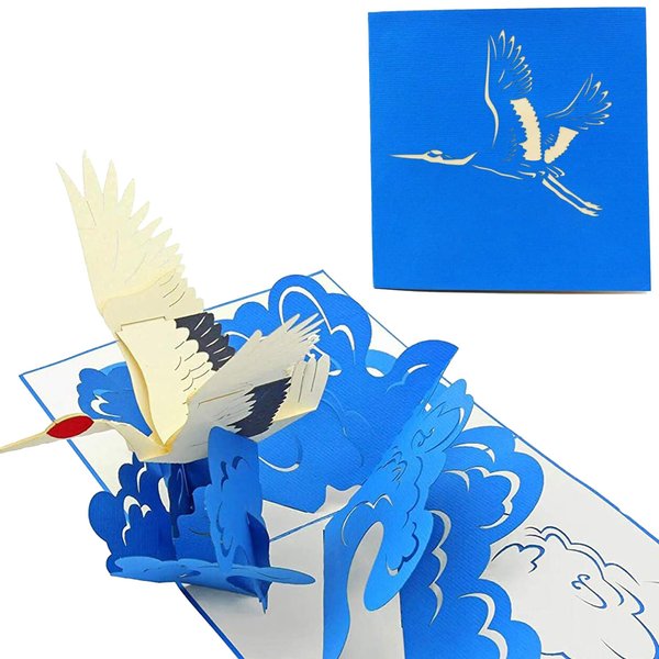PopLife Crane Bird Pop Up Card, 3D Card for All Occasions - Gift for Artists, Birding