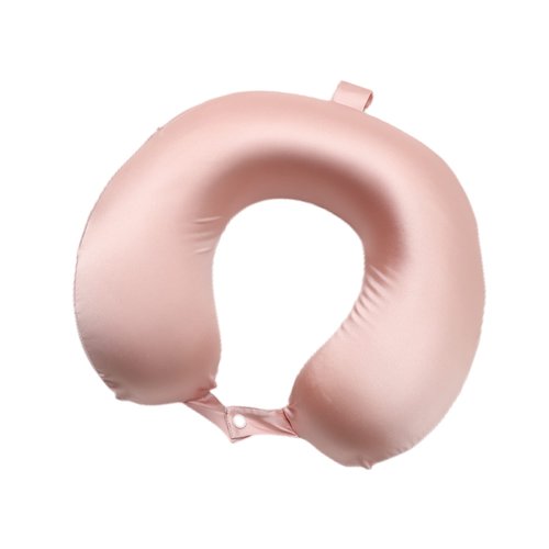 [Upgraded Softness] 100% Mulberry Silk Neck Pillow for Travel 22 Momme Real Silk Travel Pillow for Pain Relief Sleeping, Organic Silk Airplane Pillow, Anti Wrinkle Travel Pillow Made in USA (Pink)