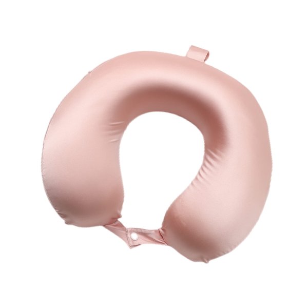 [Upgraded Softness] 100% Mulberry Silk Neck Pillow for Travel 22 Momme Real Silk Travel Pillow for Pain Relief Sleeping, Organic Silk Airplane Pillow, Anti Wrinkle Travel Pillow Made in USA (Pink)