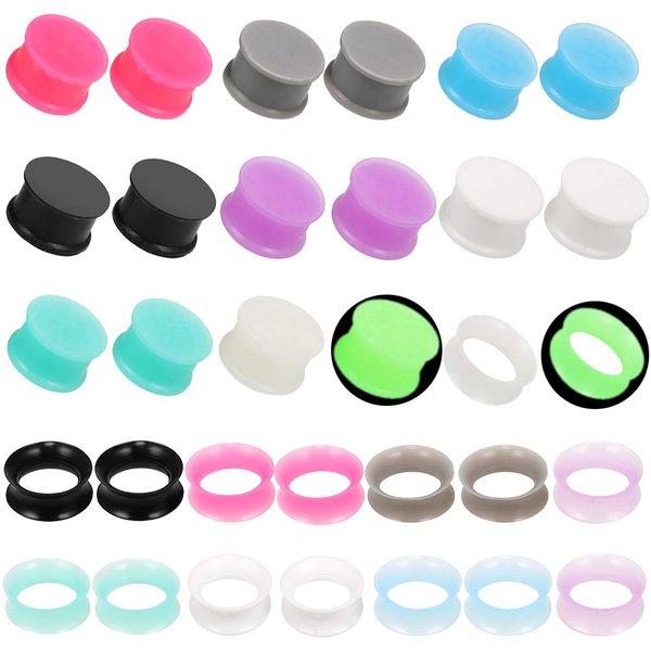 Juway Jusway Silicone Ear Plugs Gauge Plugs and Tunnles for Ear Plug Earrings for Men 00 Gauges(32PCS)
