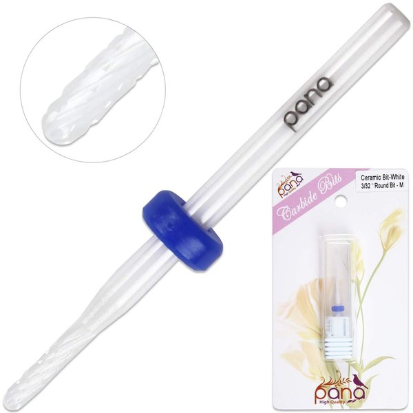 Pana Professional USA Ceramic White Round Bit Nail Drill (Grit: Medium) 3/32" Shank Size