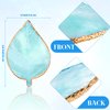 21 Pieces Nail Tools Kit, Resin Nail Palette Leaf Shape Mixing Palette and 20 Pieces Nail Design Brushes Golden Edge Resin Nail Holder Nail Gel Polish Colors Mixing Pallet (Blue)