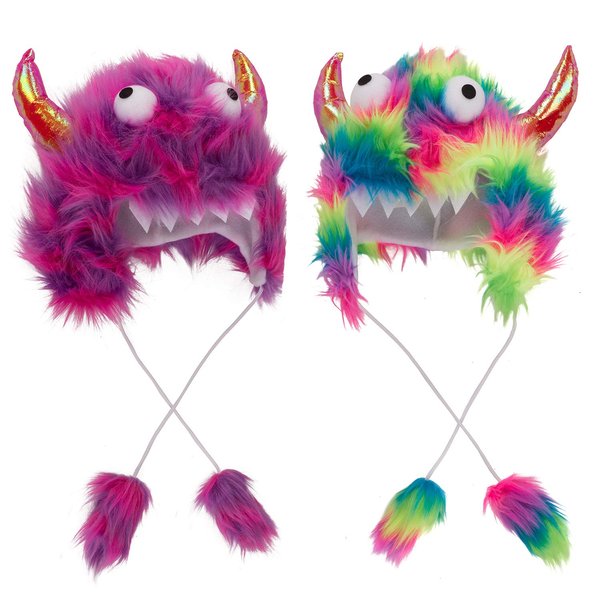 Tigerdoe Monster Hat Costume - Crazy Hats - 2 Pack - Funny Hats - Monster Theme Birthday Party Supplies - Funny Furry Hats Colorful