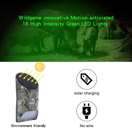 Feeder Hog Light Vizzlema Outdoor Solar Feeder Light for Hunting with Motion Sensor and Green Light for Game Animal Hunting