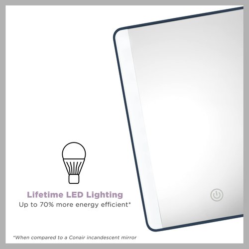 Conair Lighted Makeup Mirror, LED Vanity Mirror with Adjustable Base, Battery Operated in Blue