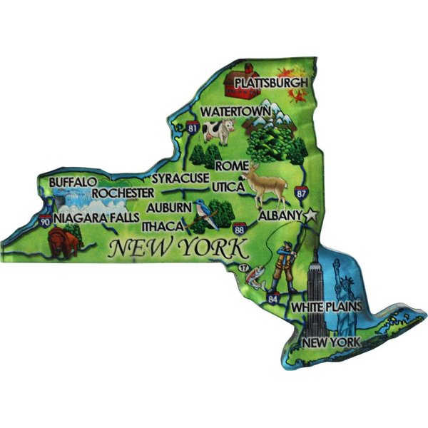 New York - Acrylic State Map Refrigerator Magnet