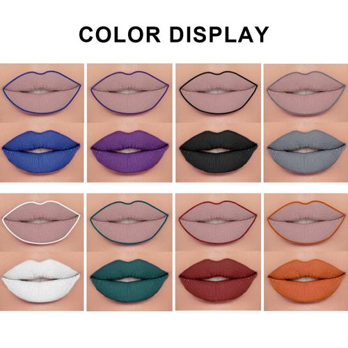 GL-Turelifes 2Pcs Matte Lip Liner & Lip Gloss Kit White Green Black Purple Vampire Lipstick Non-stick cup non-fading Liquid Lipstick long-lasting for Halloween Cosplay (#3 Blue)