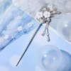 2 Pieces Rhinestone Pearl Flower Hair Stick Vintage Chinese Hair Chopsticks Vintage Tassel Hair Pin Chignon Pin Chopsticks Hair Styling Hair Making Accessories for Women (Silver)