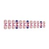 4th of July Press on Nails Independence Day Fake Nails Short Square False Nails Full Cover Red French Tip Stars Glue on Nails Glossy Stick on Nails for Women and Girls Nail Art Decoration 24Pcs