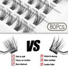 EASITENSION Lash Clusters DIY Eyelash Extension,80 Clusters Lashes 10mm 12mm 14mm 16mm Mix 3D Effect Eyelash,Easy to Apply at Home 12MM CROSS
