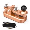 Mini Morse Radio Key CW HAM Send Telegram Double Paddle Morse Code Key with Aluminum Alloy Body Base Gold(S)