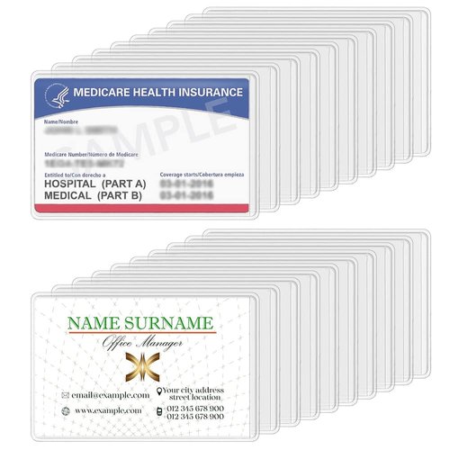 DaKuan 20 Pack PVC Card Sleeves Protectors - Waterproof, Reusable Frosted Badge Holders for ID, Credit, Bus Cards - 60x90mm (2.36x3.54 Inch) Clear Card Protector Covers