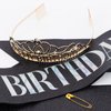 BAHABY It's My Birthday Sash & Rhinestone Tiara Set Princess Birthday Sash and Tiara for Women Birthday Decorations (Black)