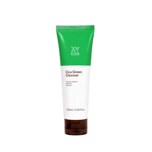 XYCOS Cica Green Cleanser 4.23 fl.oz l Vegan Facial Cleanser l Cica, Spirulina, Avocado, Allantoin l Gentle Facial Wash, Korean SkinCare120ml