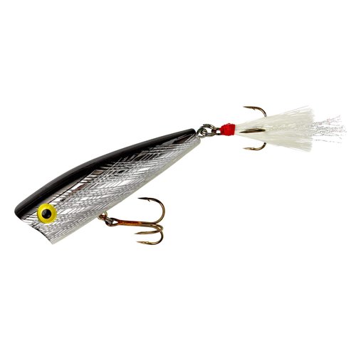 Rebel Lures Pop-R Topwater Popper Fishing Lure, Silver/Black, Magnum Pop-R (1/2 oz), One Size, 3"