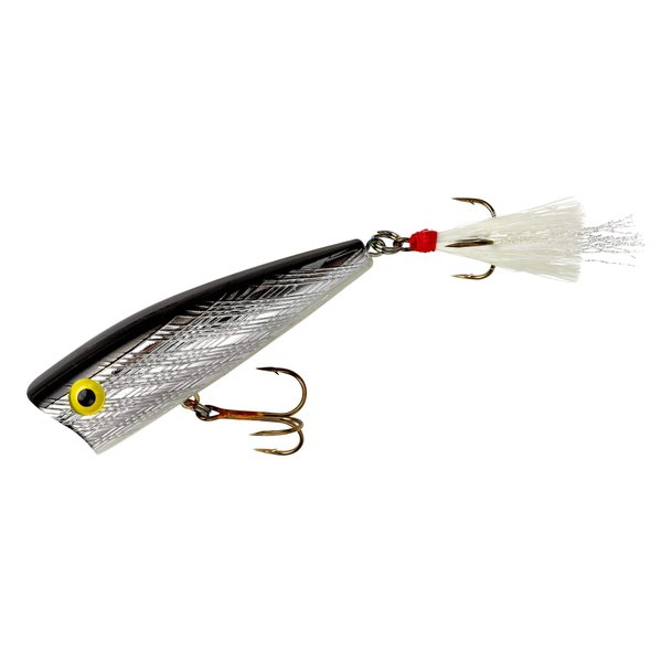 Rebel Lures Pop-R Topwater Popper Fishing Lure, Silver/Black, Magnum Pop-R (1/2 oz), One Size, 3"