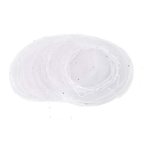 Bezall 100Pcs White Organza Tulle Circles with Drawstring, 9.8 Inch Round Organza Bags Jewelry Candy Pouch Christmas Wedding Party Favor Gift Bags