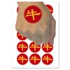 Chinese Character Symbol Ox Temporary Tattoo Water Resistant Fake Body Art Set Collection - 54 1" Tattoos (1 Sheet)