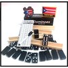 Puerto Rico Dominoes Adult Size Solid Black Puerto Rican Double six Domino Set - Full Game with Reusable Score Pad and Wooden Racks - Perfect for Family Fun!