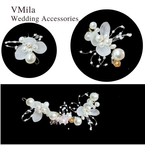 VMila Flower Crown - Elegant Wedding Hair Accessories, Beautiful Flower Girl Headpiece, Perfect for Bridesmaids and Flower Girls, Suitable for All Hair Types (Pearl)
