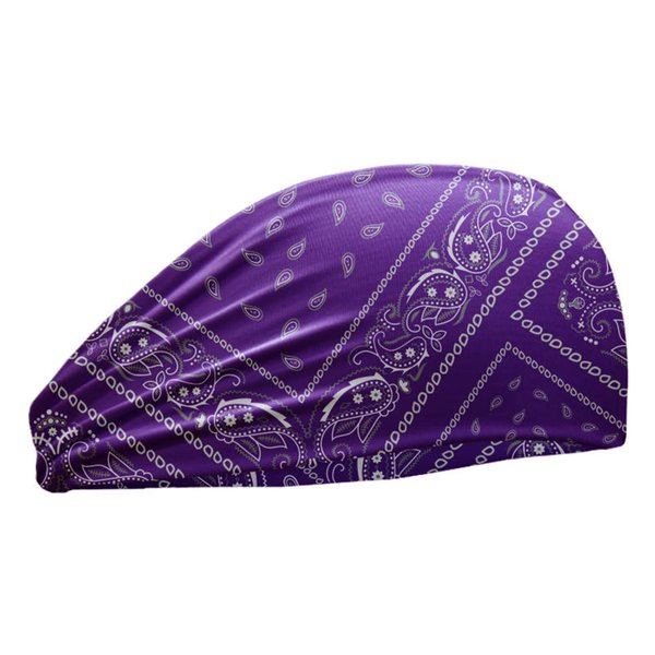 SAE99 Paisley Print Headband, Head Wrap, Soft Stretchy Headband, Sport Yoga Headband, Fits All (Purple)