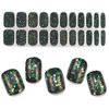 LIFOOST Semi Cured Gel Nail Stickers Black Green Sparkly Sequins Adhesive Nail Polish Strips for Women Manicure