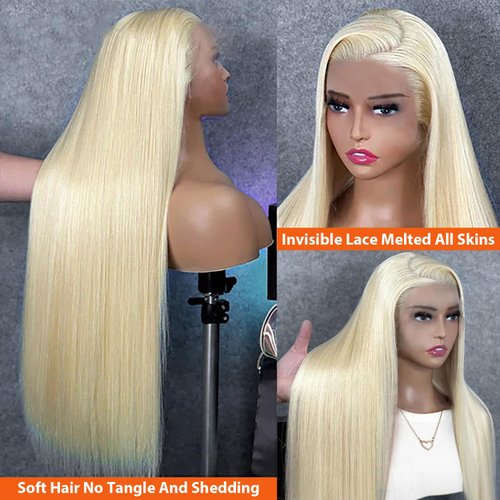 SPOU Blonde Wig Human Hair 28Inch 613 Lace Front Wig Human Hair 5x5 Straight HD Lace Front Wigs Human Hair 613 Blonde Lace Front Wigs Human Hair Glueless Wigs Human Hair Pre Plucked With Baby Hair
