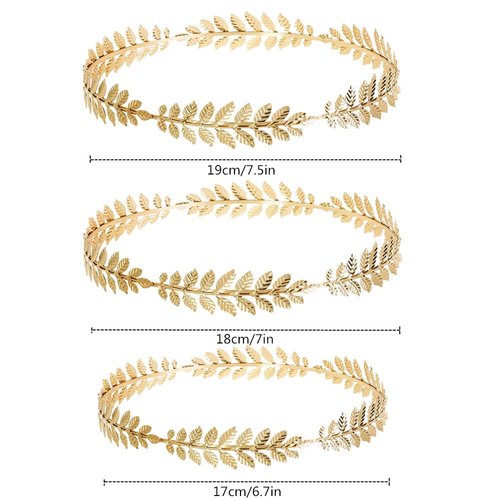 3 Pack Roman Laurel Leaf Crown Tiara Greek Leaf Headband, Roman Head Wreath Leaf Crown Goddess Costume Accessories for Girls Women Halloween Party Accessories